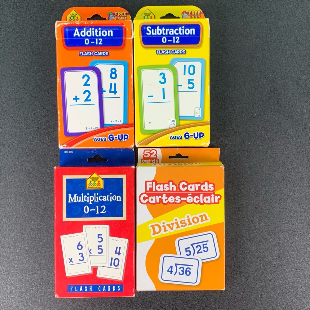 Educational Math Flash Cards Set.